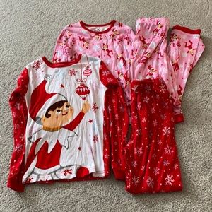 Girls two sets Elf on the Shelf pajamas